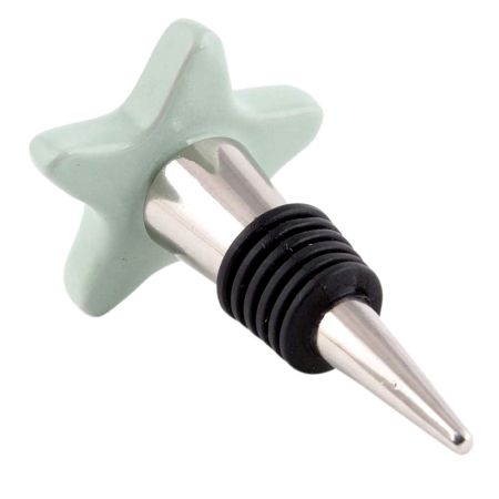 Solid Sage Green Star Ceramic Wine Bottle Stopper